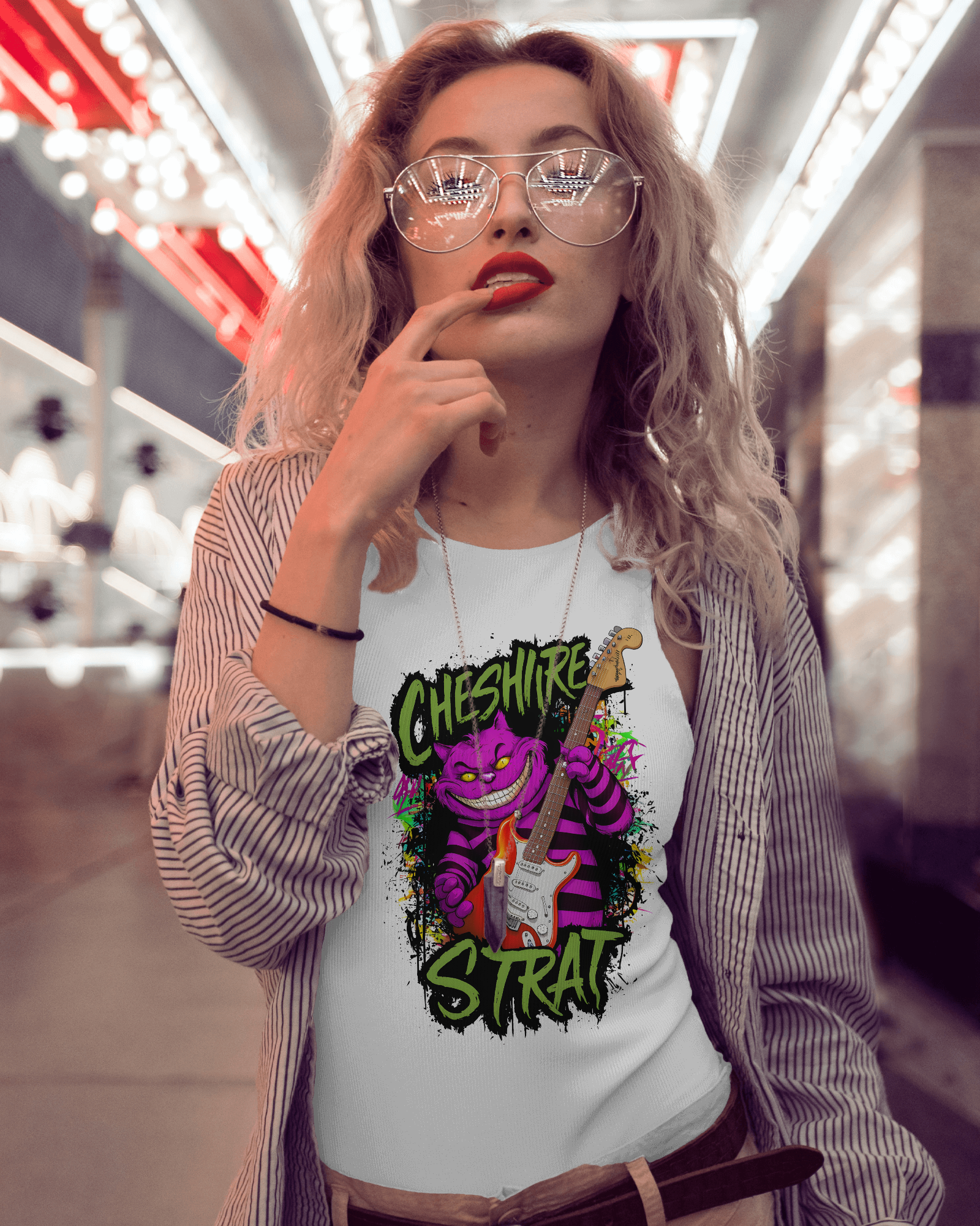 "Cheshire Strat" Graffiti Horror Style Unisex T-Shirt V1